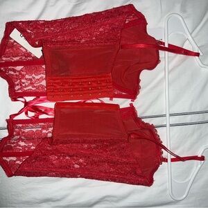 Red lace up corset
